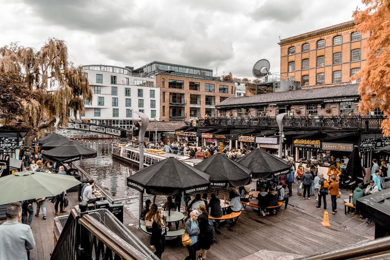 A Full Food Market Next to a River