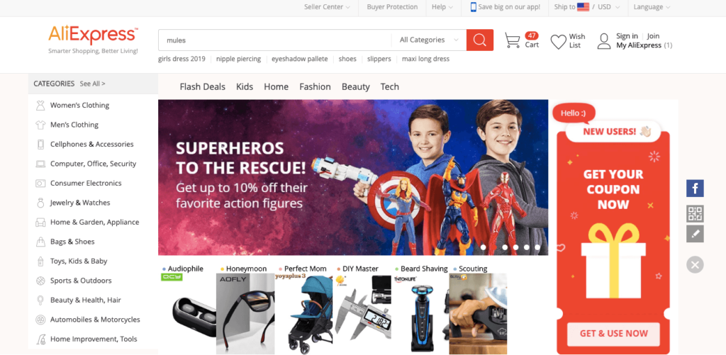 Aliexpress Website Omnichannel Marketing Example