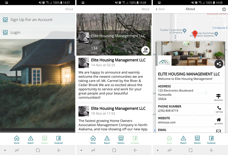 Elite Housing Management App Screens