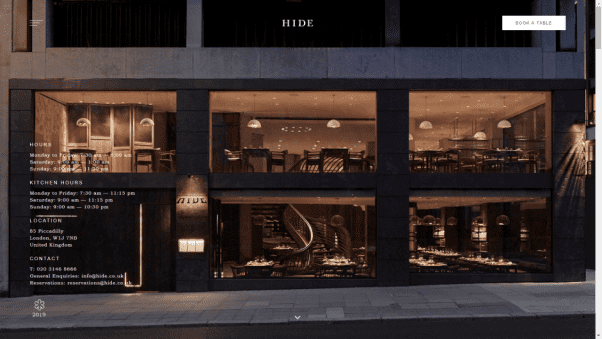 Hide Restaurant Website