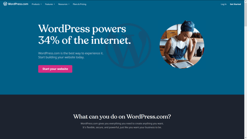 Blue WordPress Homepage