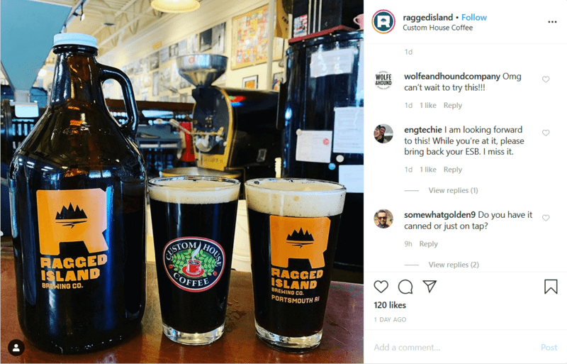 Businesses Collaborating on a Bar Social Media Post on Instagram