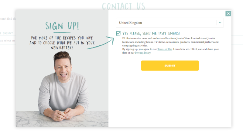 Email Sign up Section From Jamie Olivers Website