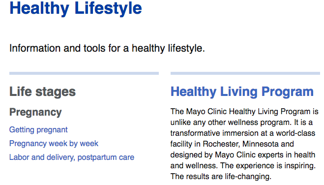 Mayo Clinic Website 2