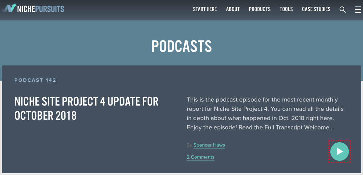 Niche Pursuits Podcast Landing Page