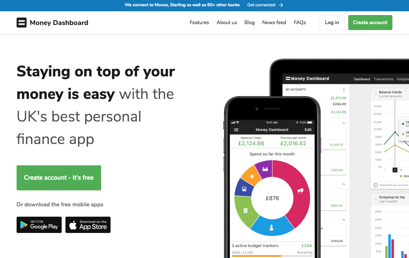 Money Dashboard App Landing Page