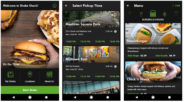 shake shack restaurant app example